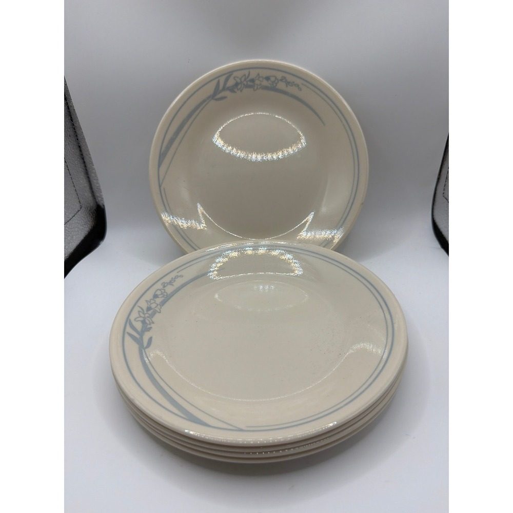5 VTG Corelle by Corning BLUE LILY 6 3/4" Dessert Bread Side Salad Plates